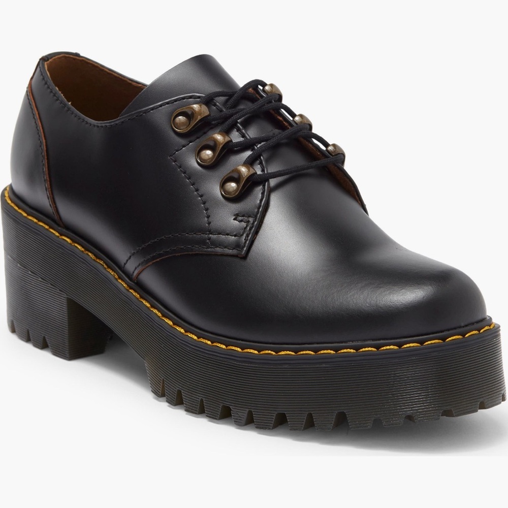 Leona Black Platform Lace-Up Women's Shoe with Chunky Sole